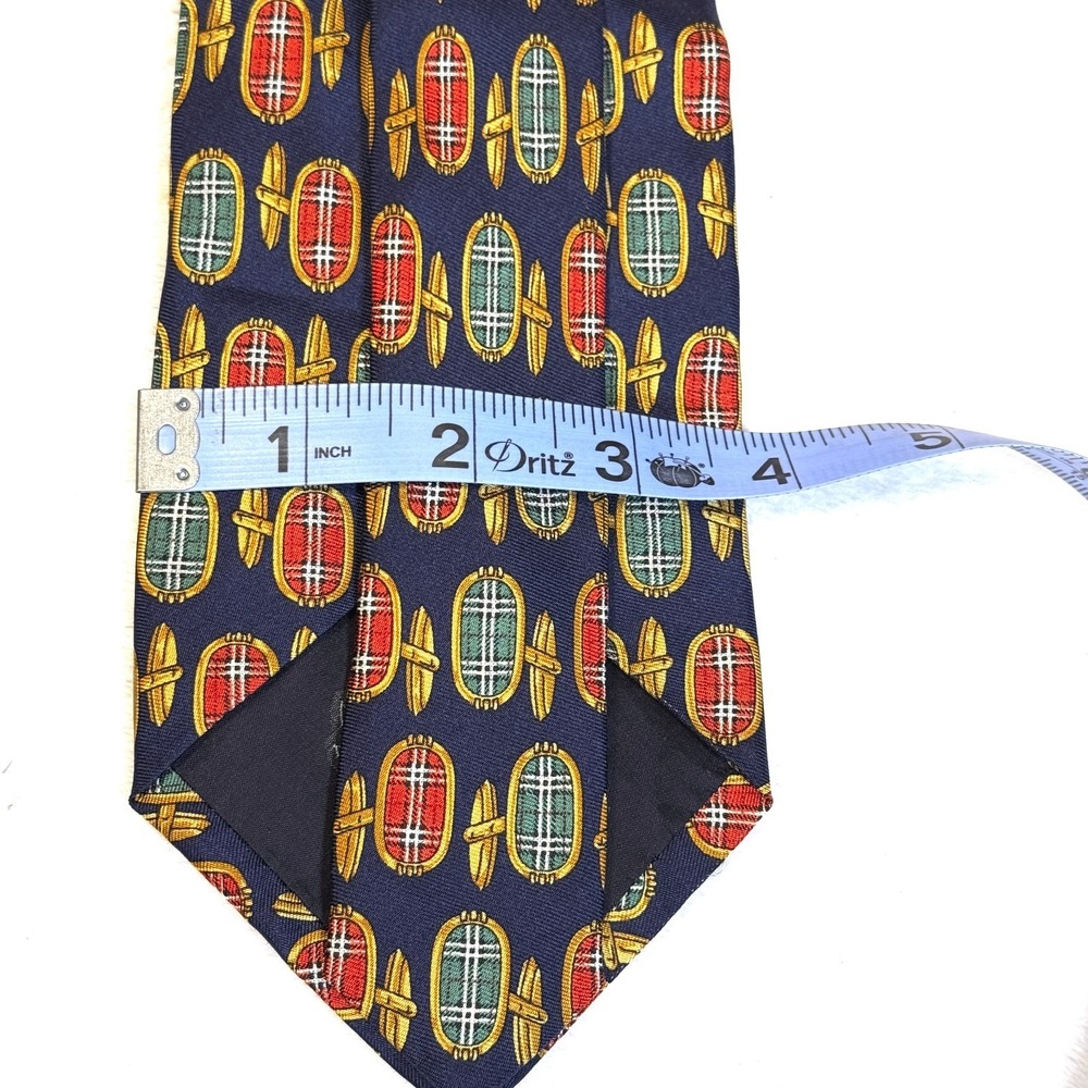 vintage Burberrys 100% Silk Neck Tie Navy All Over Print Formal Made In Italy - Picture 5 of 6